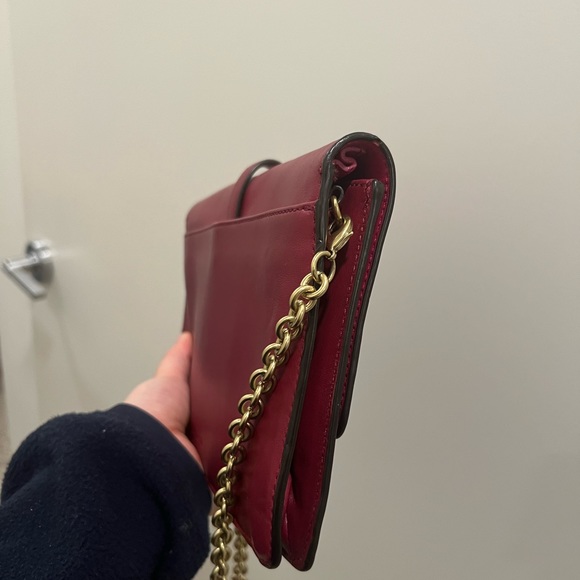 Vintage coach burgundy leather slim clutch crossbody bag - Picture 6 of 8